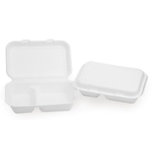 Two Compartment Sugarcane Clamshell Container/Two Compartment Pulp Clamshell Container/Biodegradable Clamshell